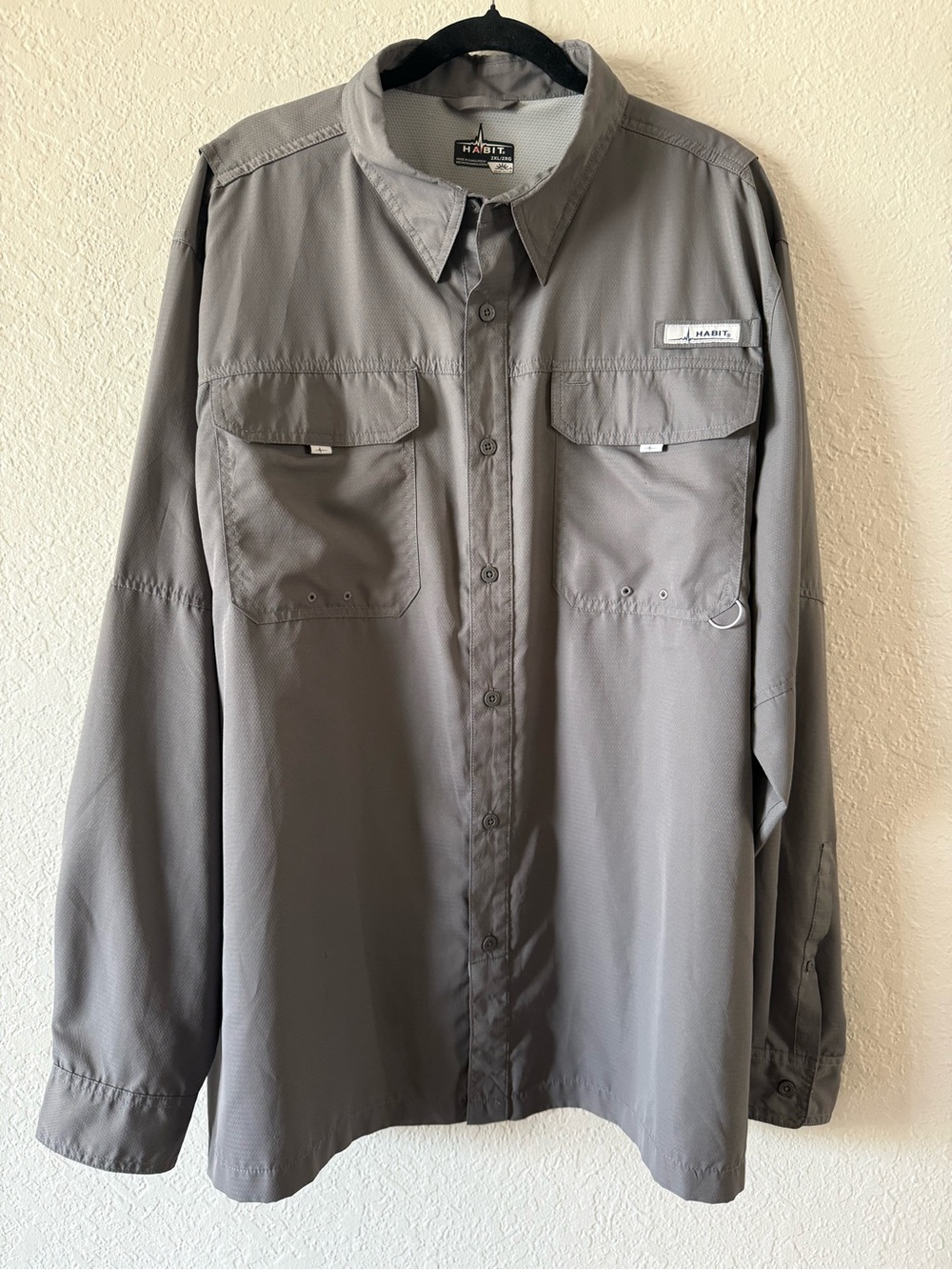 Habit Gray Longsleeve Fishing Outdoor Shirt Men’s 2XL Vented Pockets